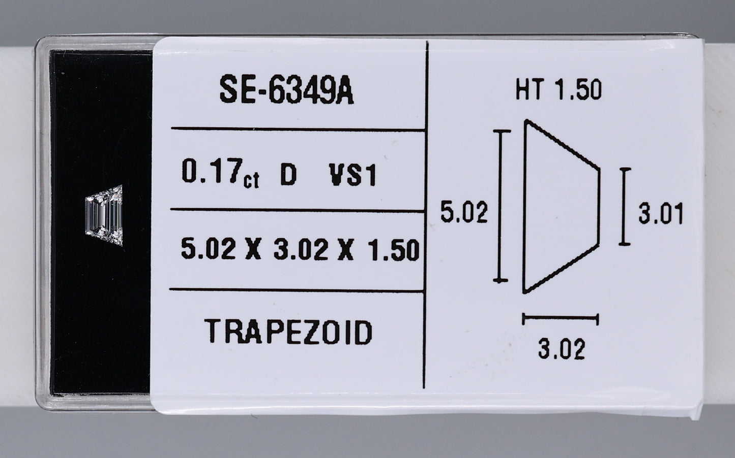 0.17 Carat Natural D VS1 Trapezoid Diamond SE-6349AAA