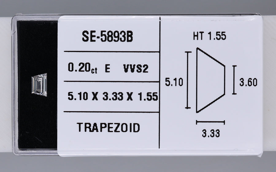 0.20 Carat Natural E VVS2 Trapezoid Diamond SE-5893BB