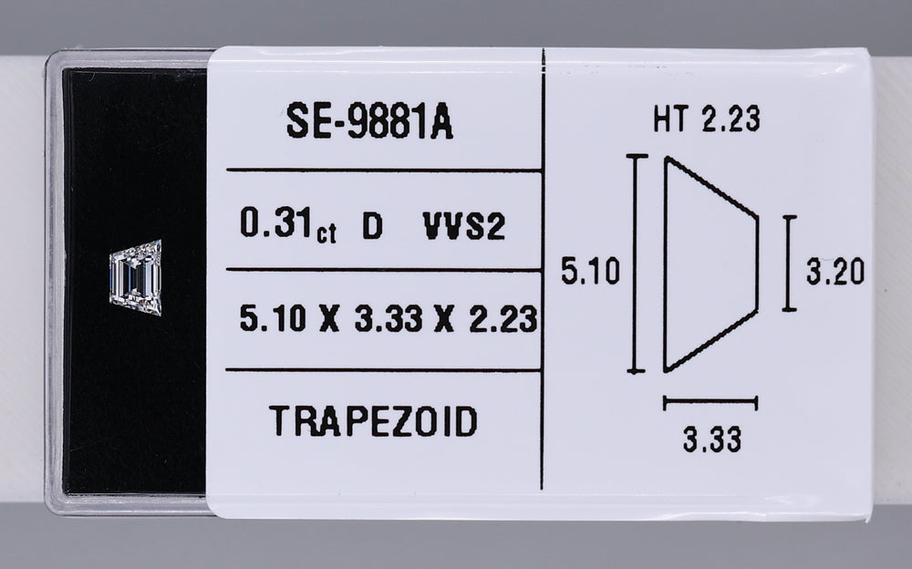 0.31 Carat Natural D VVS2 Trapezoid Diamond SE-9881A