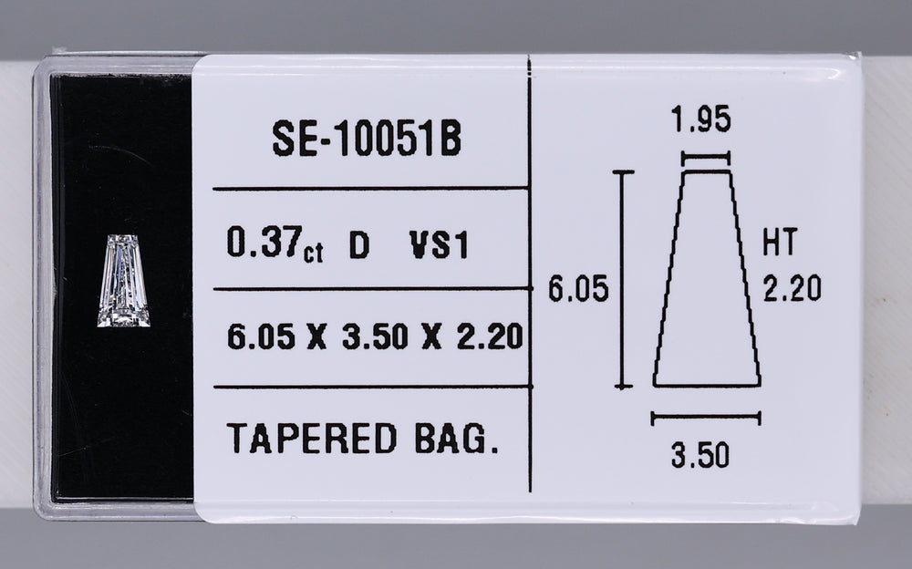 0.37 Carat Natural D VS1 Tapered baguette Diamond SE-10051B