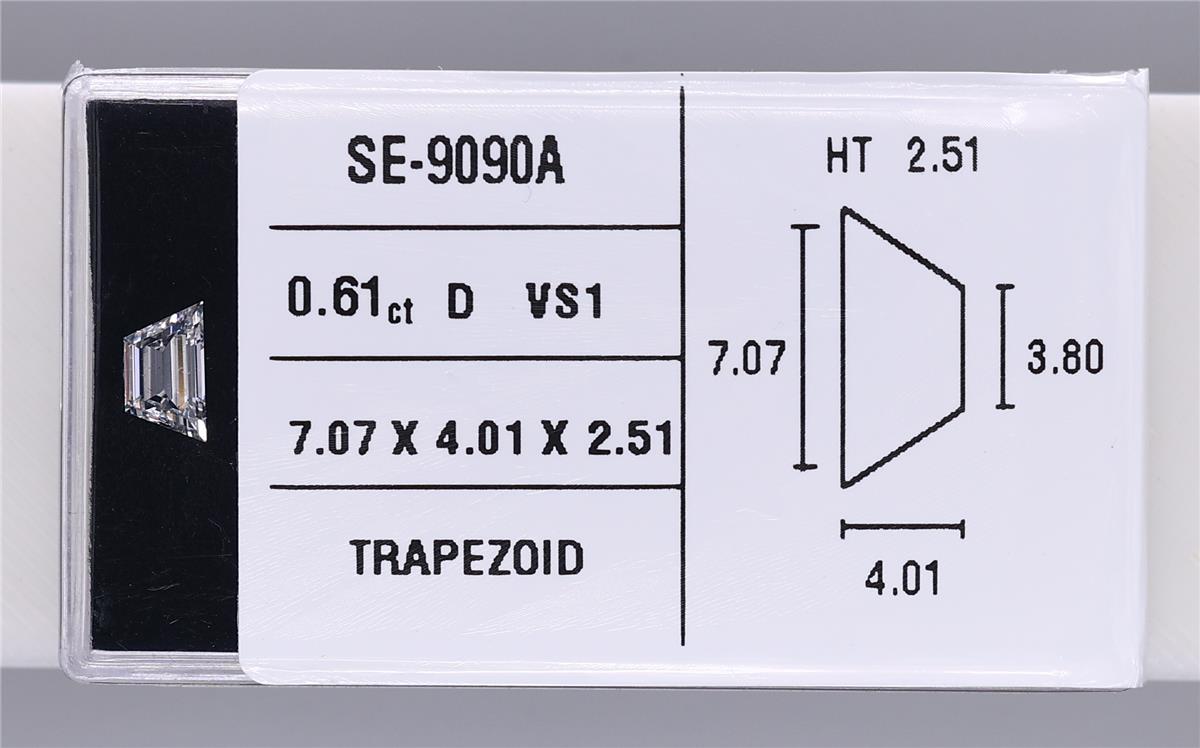 0.61 Carat Natural D VS1 Trapezoid Diamond SE-9090A