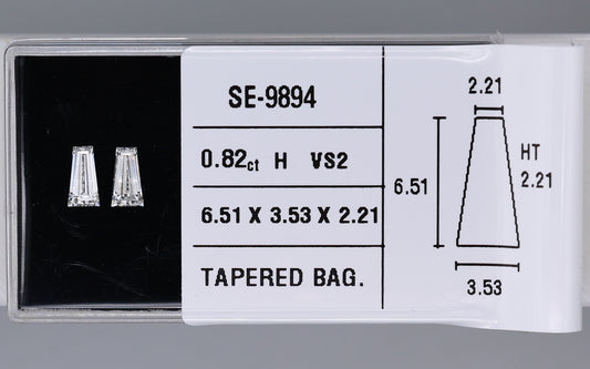 0.82 Carat Natural H VS2 Tapered baguette Diamond SE-9894