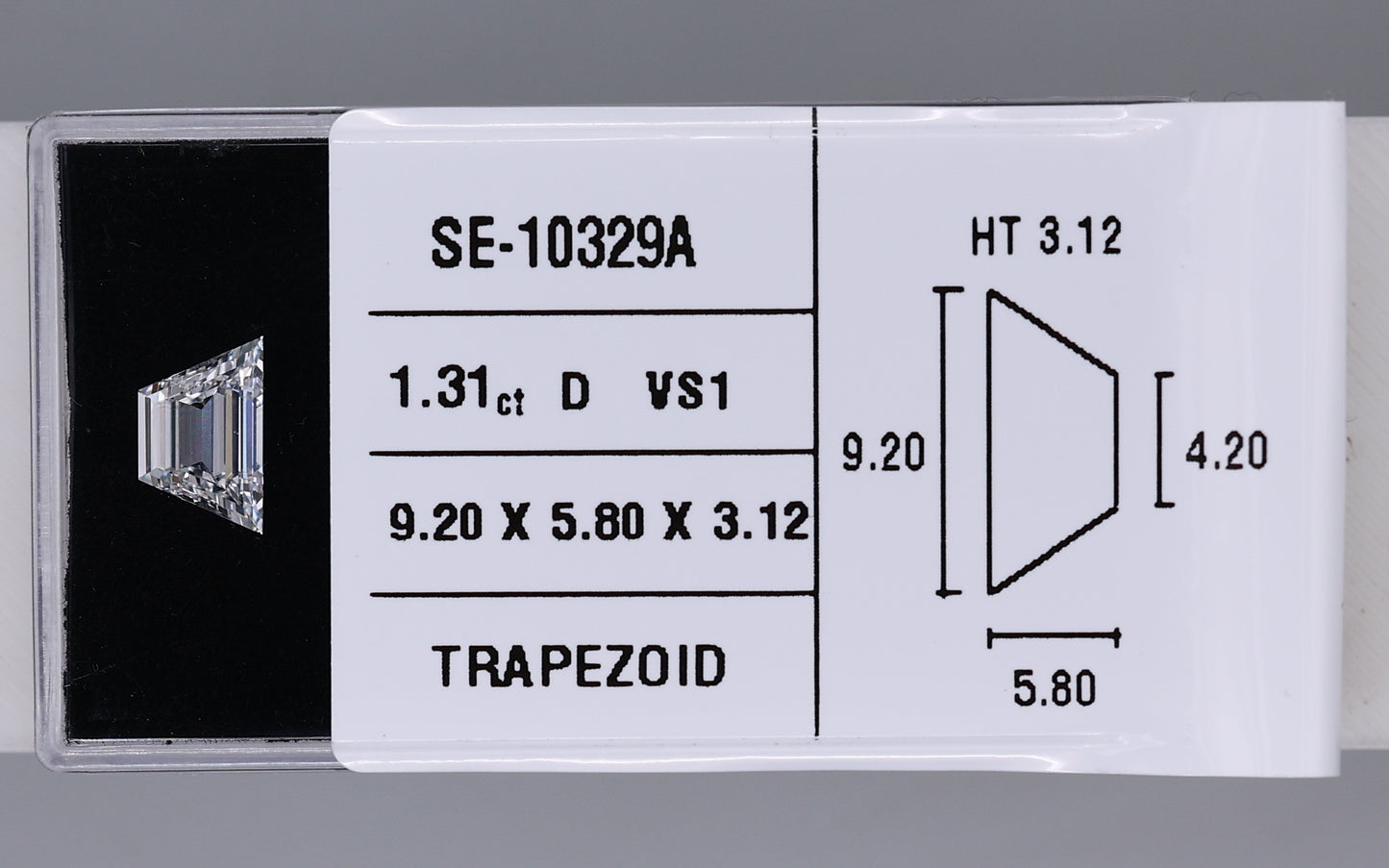 1.31 Carat Natural D VS1 Trapezoid Diamond SE-10329A