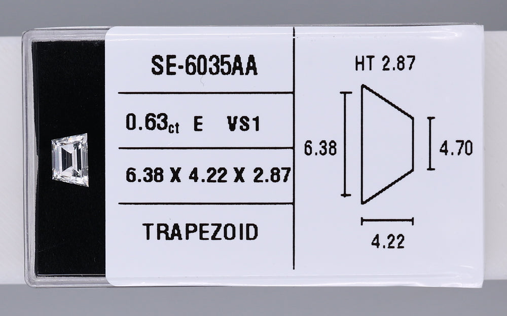 0.63 Carat Natural E VS1 Trapezoid Diamond SE-6035AA