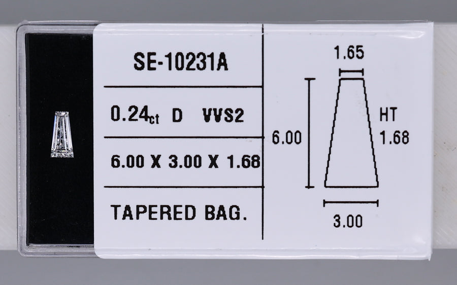 0.24 Carat Natural D VVS2 Tapered baguette Diamond SE-10231A