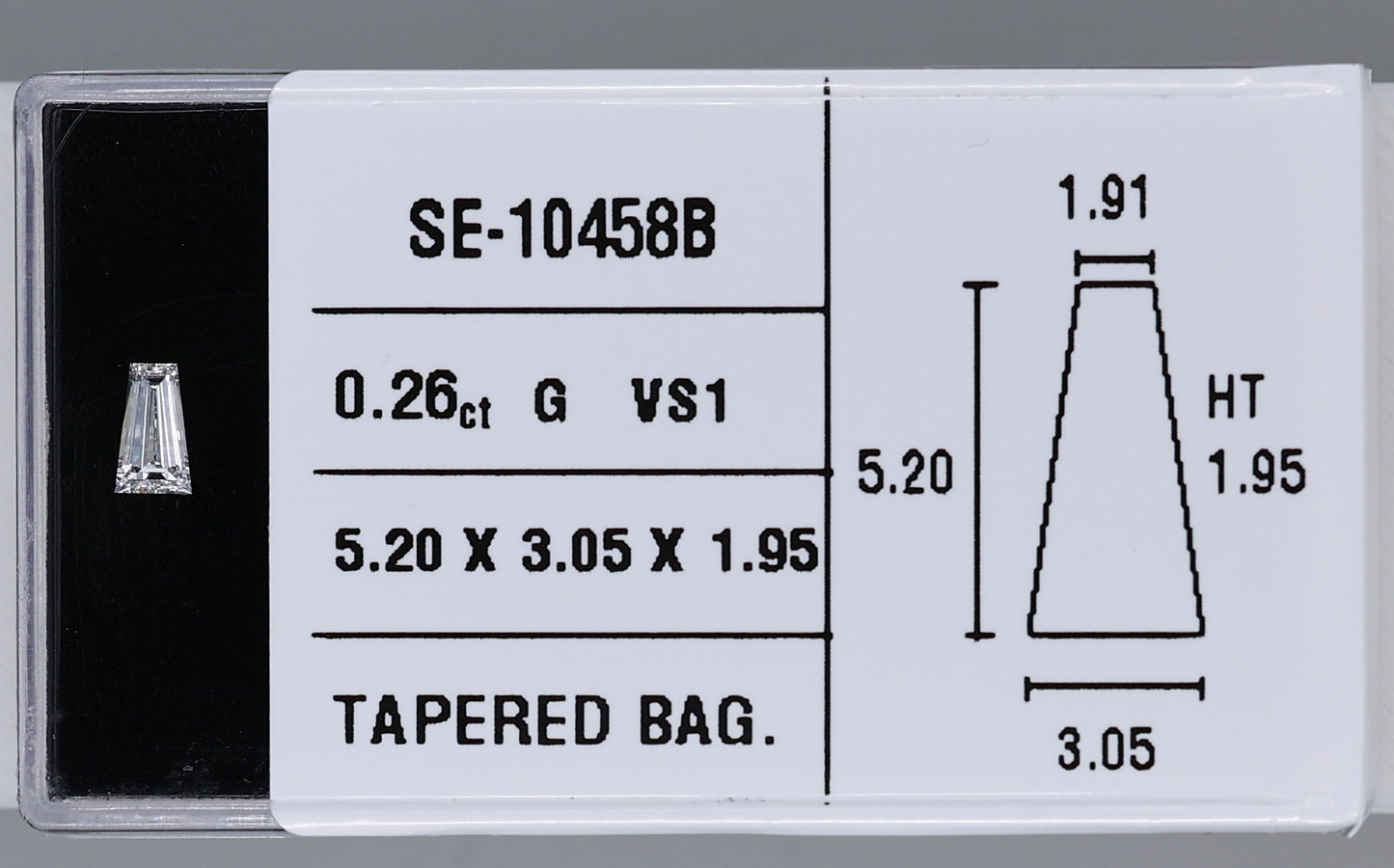 0.26 Carat Natural G VS1 Tapered baguette Diamond SE-10458B