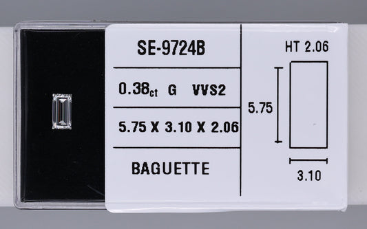 0.38 Carat Natural G VVS2 Baguette Diamond SE-9724B