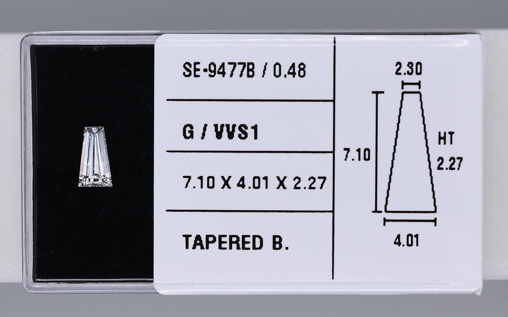 0.48 Carat Natural G VVS1 Tapered baguette Diamond SE-9477B
