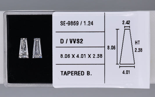 1.24 Carat Natural D VVS2 Tapered baguette Diamond SE-9869