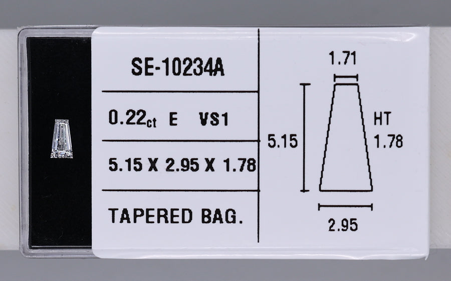 0.22 Carat Natural E VS1 Tapered baguette Diamond SE-10234A