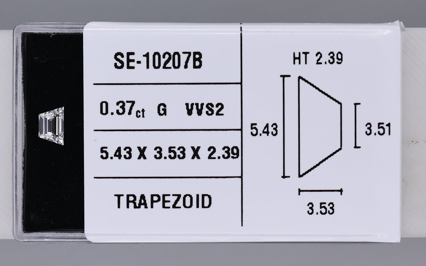 0.37 Carat Natural G VVS2 Trapezoid Diamond SE-10207B