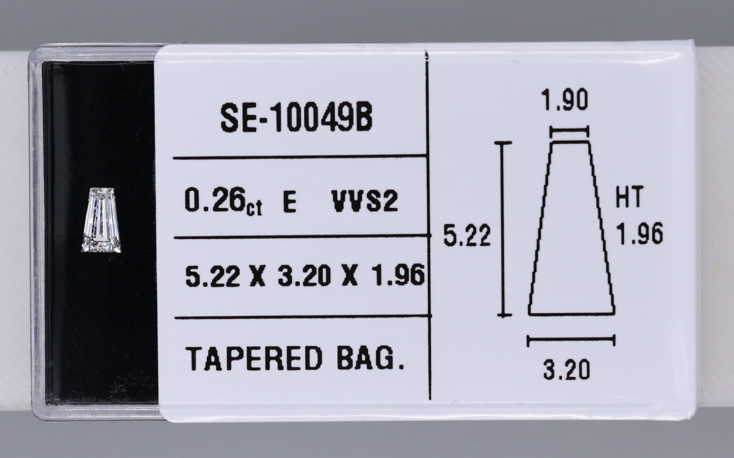 0.26 Carat Natural E VVS2 Tapered baguette Diamond SE-10049B