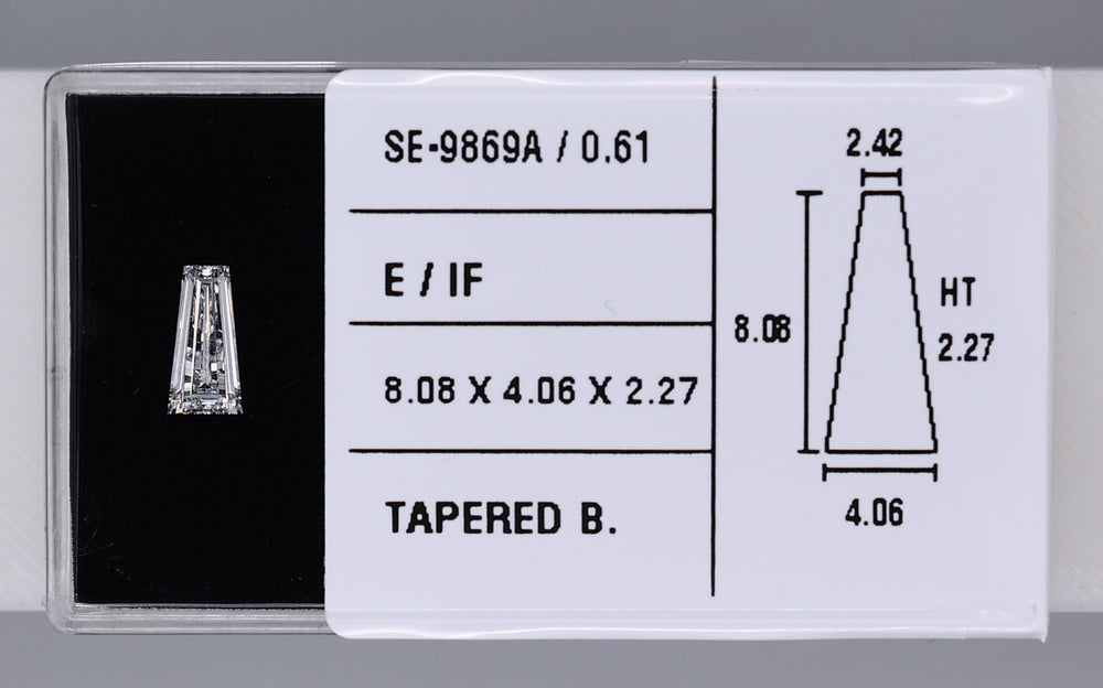 0.61 Carat Natural E IF Tapered baguette Diamond SE-9869A