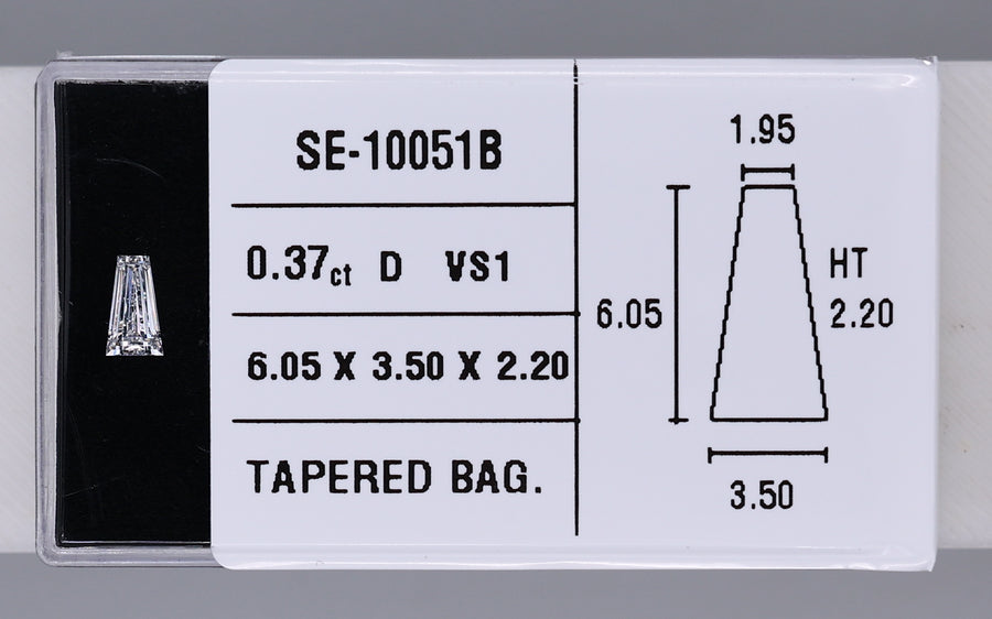 0.37 Carat Natural D VS1 Tapered baguette Diamond SE-10051B