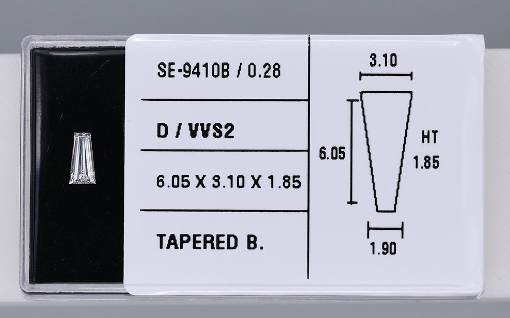 0.28 Carat Natural D VVS2 Tapered baguette Diamond SE-9410B