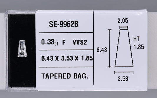 0.33 Carat Natural F VVS2 Tapered baguette Diamond SE-9962B