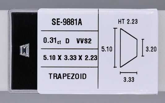 0.31 Carat Natural D VVS2 Trapezoid Diamond SE-9881A