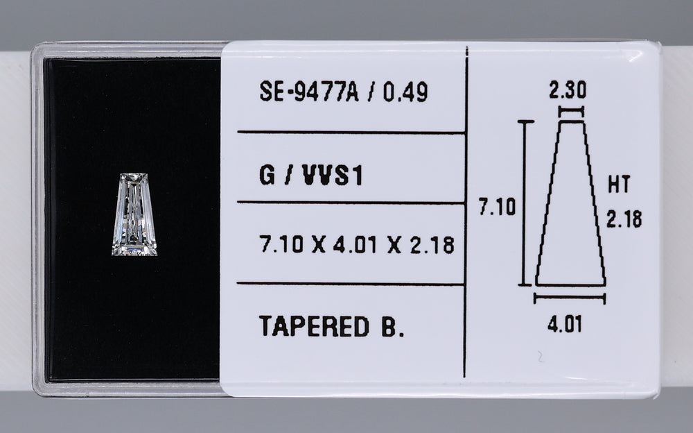 0.49 Carat Natural G VVS1 Tapered baguette Diamond SE-9477A