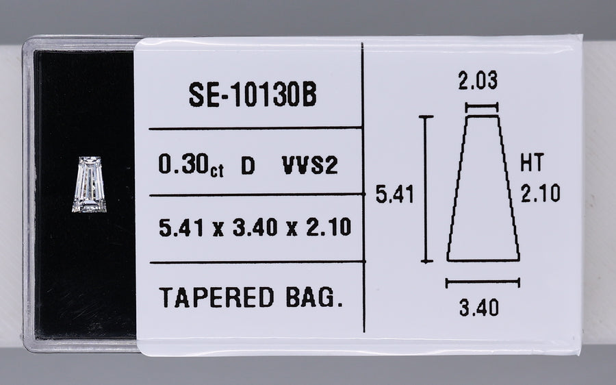 0.30 Carat Natural D VVS2 Tapered baguette Diamond SE-10130B