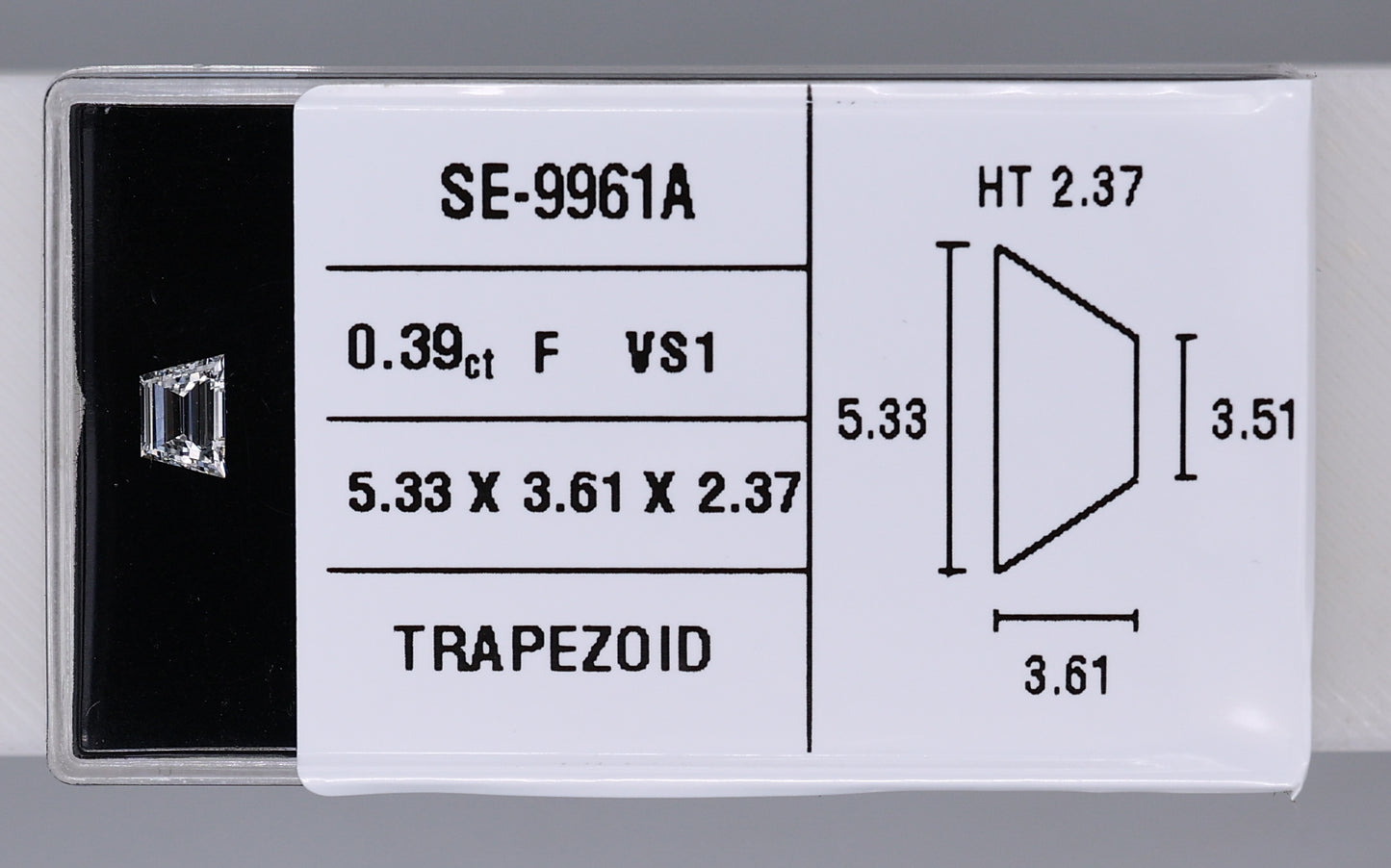 0.39 Carat Natural F VS1 Trapezoid Diamond SE-9961A