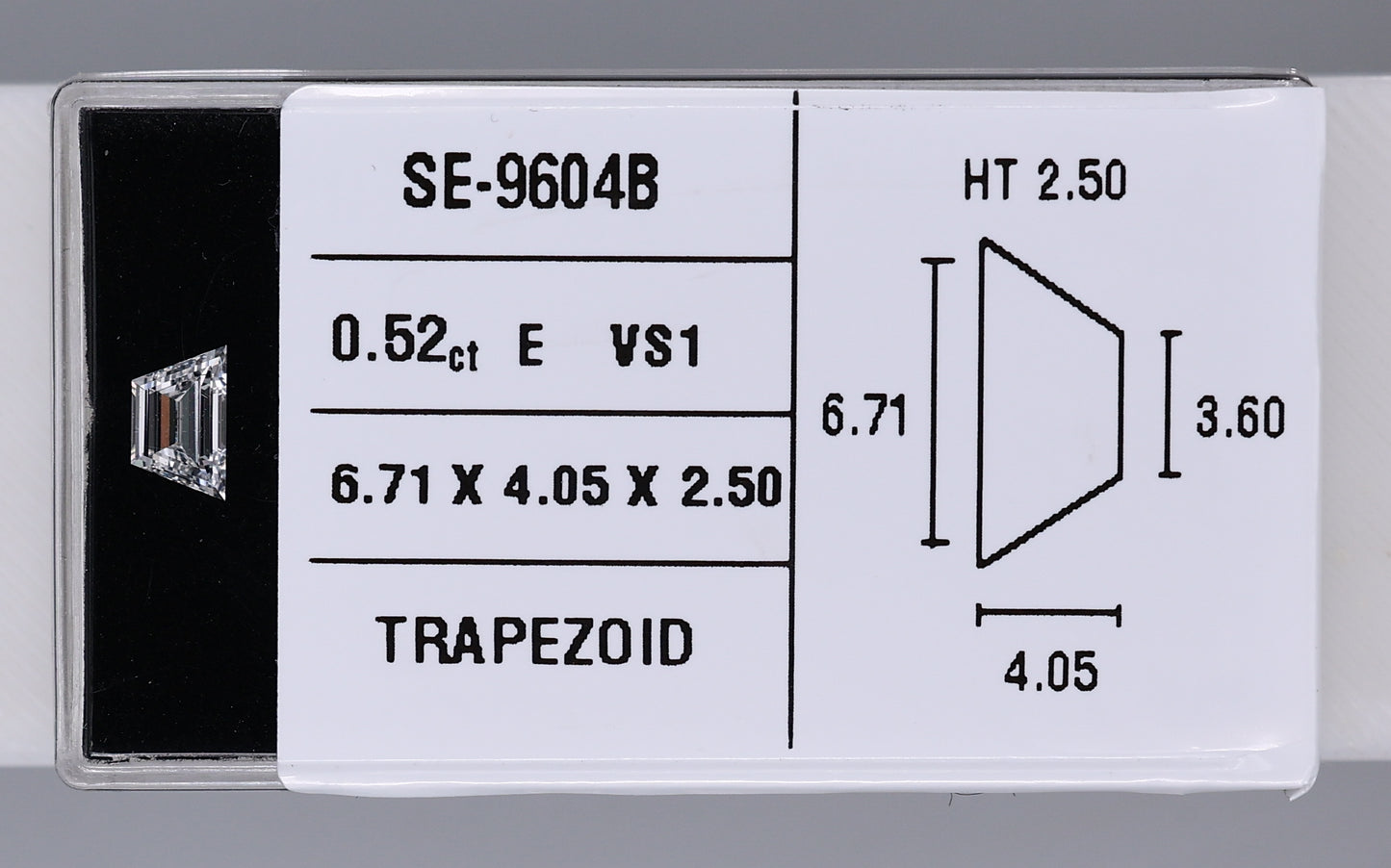 0.52 Carat Natural E VS1 Trapezoid Diamond SE-9604B