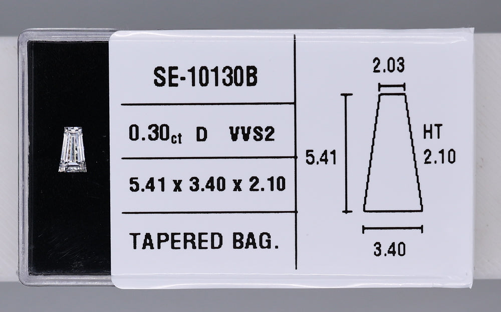 0.30 Carat Natural D VVS2 Tapered baguette Diamond SE-10130B