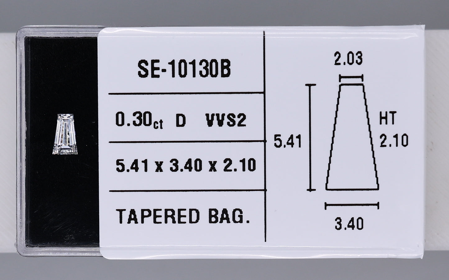 0.30 Carat Natural D VVS2 Tapered baguette Diamond SE-10130B
