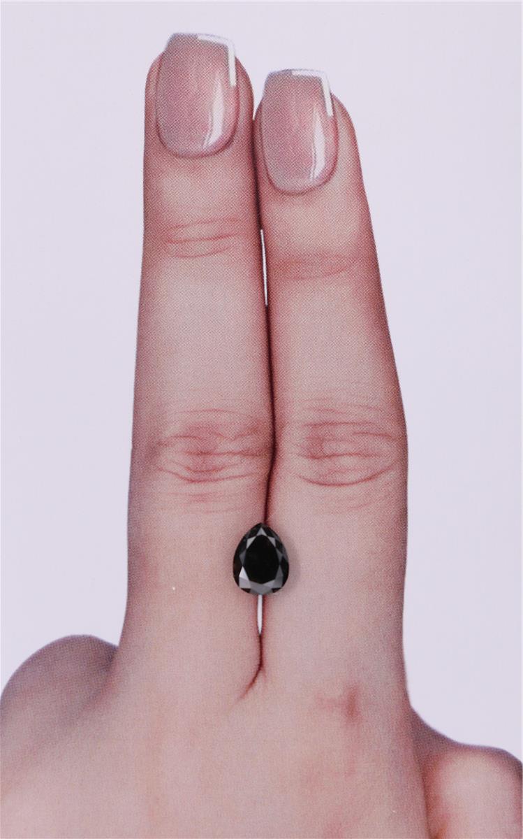GIA 1.53 Carat Natural Fancy Black Pear Diamond SE-9250GN