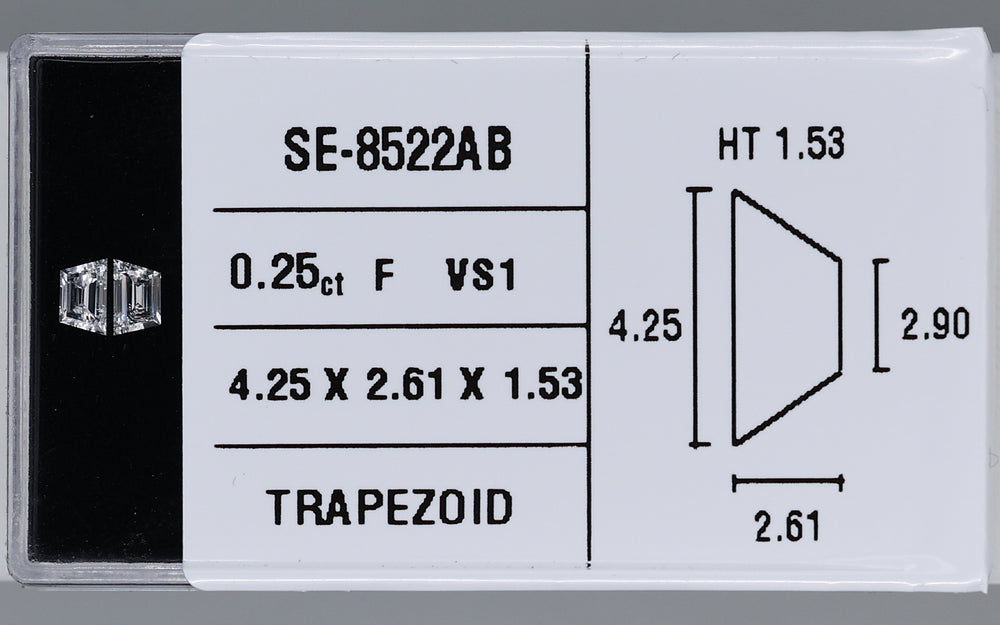 0.25 Carat Natural F VS1 Trapezoid Diamond SE-8522AB