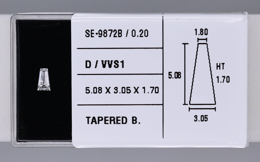 0.20 Carat Natural D VVS1 Tapered baguette Diamond SE-9872B