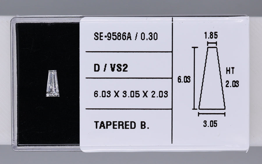 0.30 Carat Natural D VS2 Tapered baguette Diamond SE-9586A