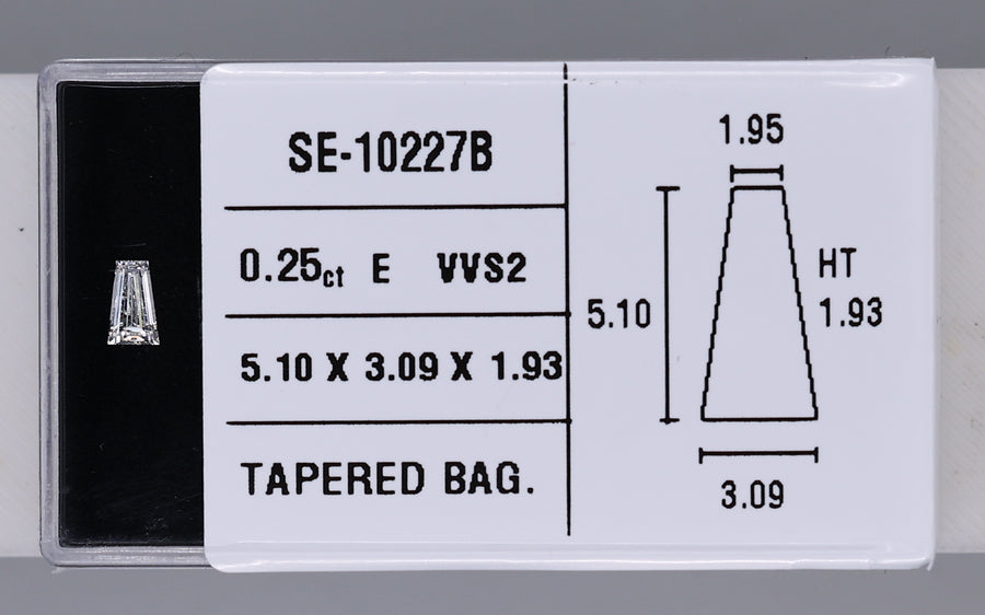 0.25 Carat Natural E VVS2 Tapered baguette Diamond SE-10227B