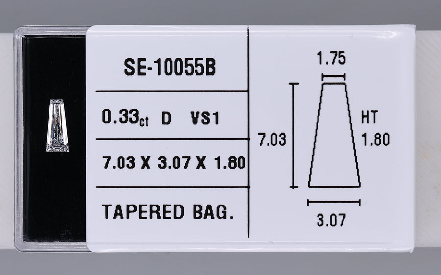 0.33 Carat Natural D VS1 Tapered baguette Diamond SE-10055B