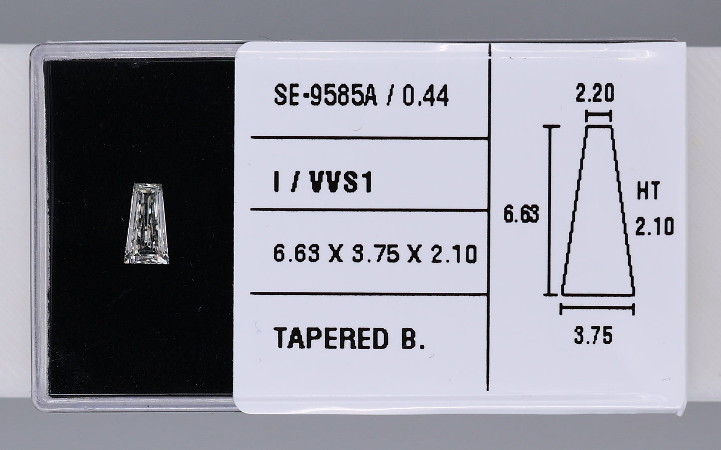 0.44 Carat Natural I VVS1 Tapered baguette Diamond SE-9585A