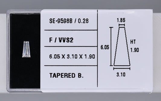 0.28 Carat Natural F VVS2 Tapered baguette Diamond SE-9598B
