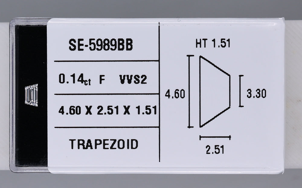 0.14 Carat Natural F VVS2 Trapezoid Diamond SE-5989BB