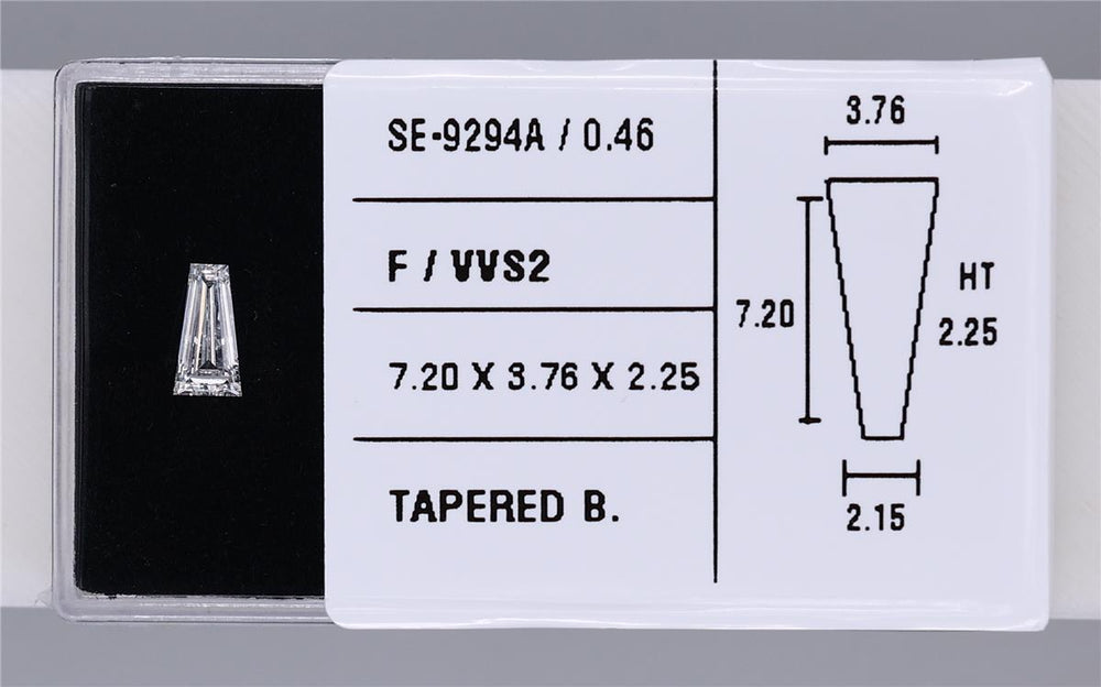 0.46 Carat Natural F VVS2 Tapered baguette Diamond SE-9294A