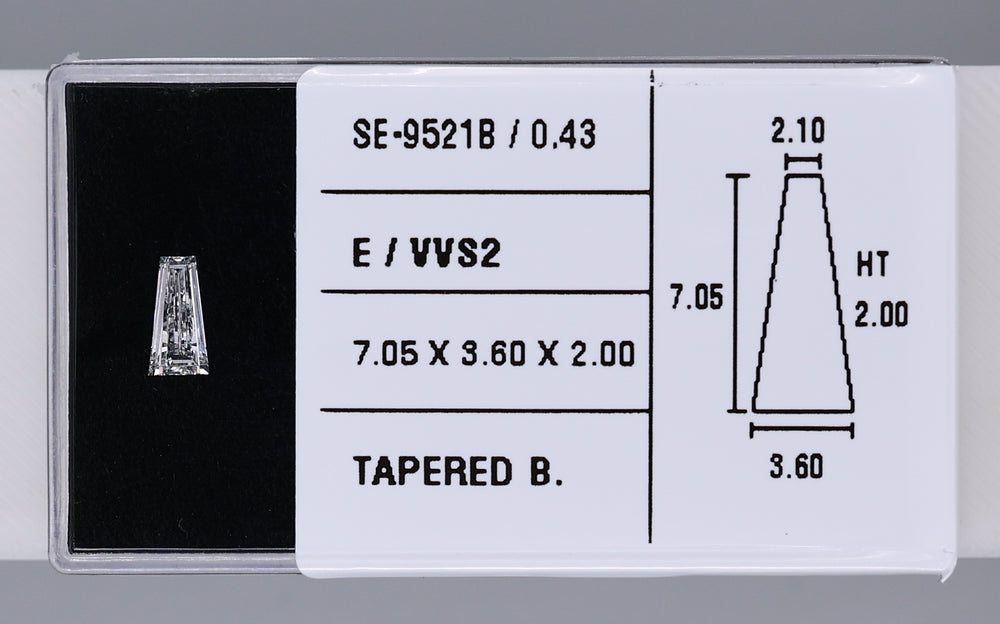 0.43 Carat Natural E VVS2 Tapered baguette Diamond SE-9521B