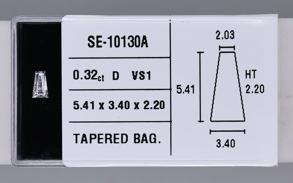 0.32 Carat Natural D VS1 Tapered baguette Diamond SE-10130A