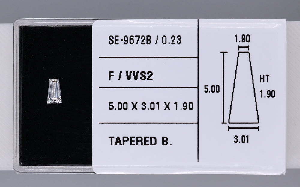 0.23 Carat Natural F VVS2 Tapered baguette Diamond SE-9672B