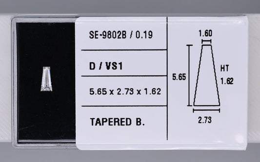 0.19 Carat Natural D VS1 Tapered baguette Diamond SE-9802B