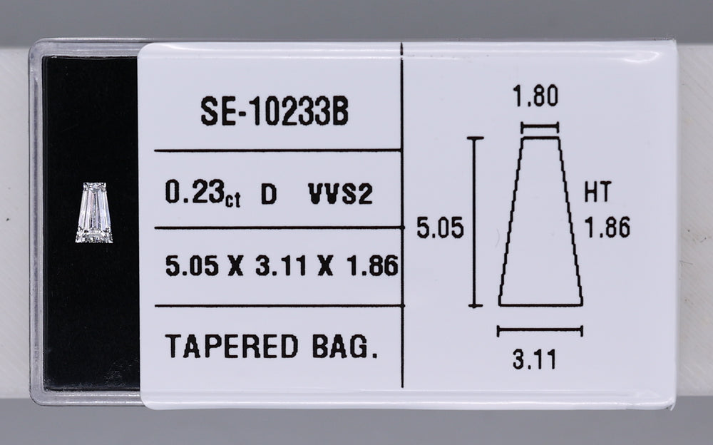 0.23 Carat Natural D VVS2 Tapered baguette Diamond SE-10233B