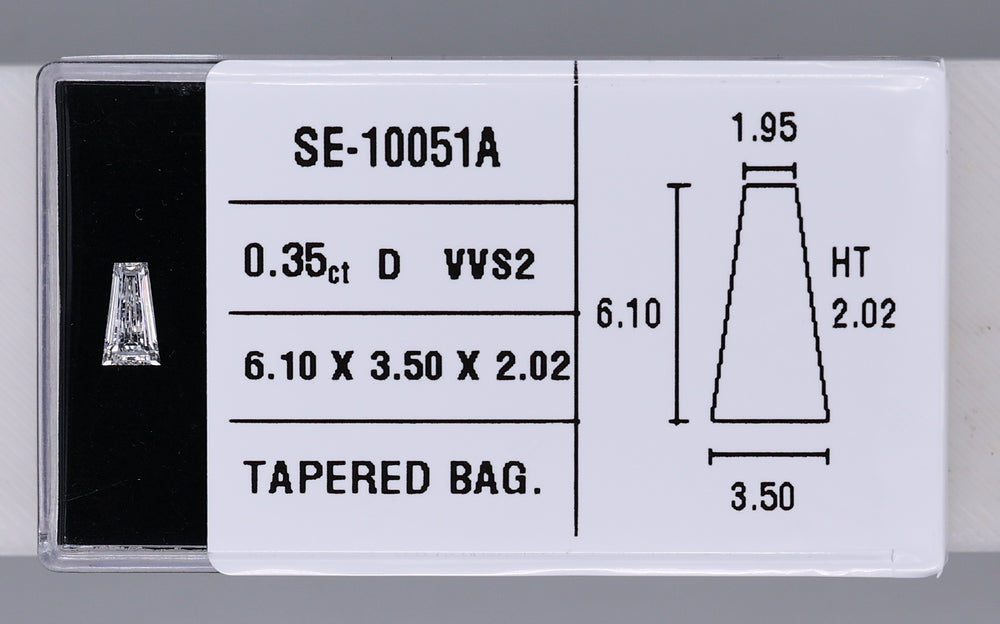 0.35 Carat Natural D VVS2 Tapered baguette Diamond SE-10051A