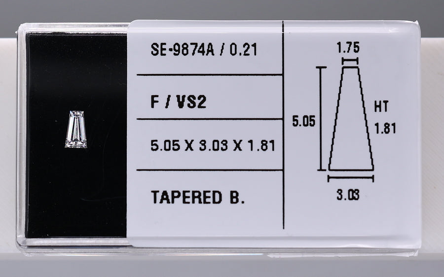 0.21 Carat Natural F VS2 Tapered baguette Diamond SE-9874A
