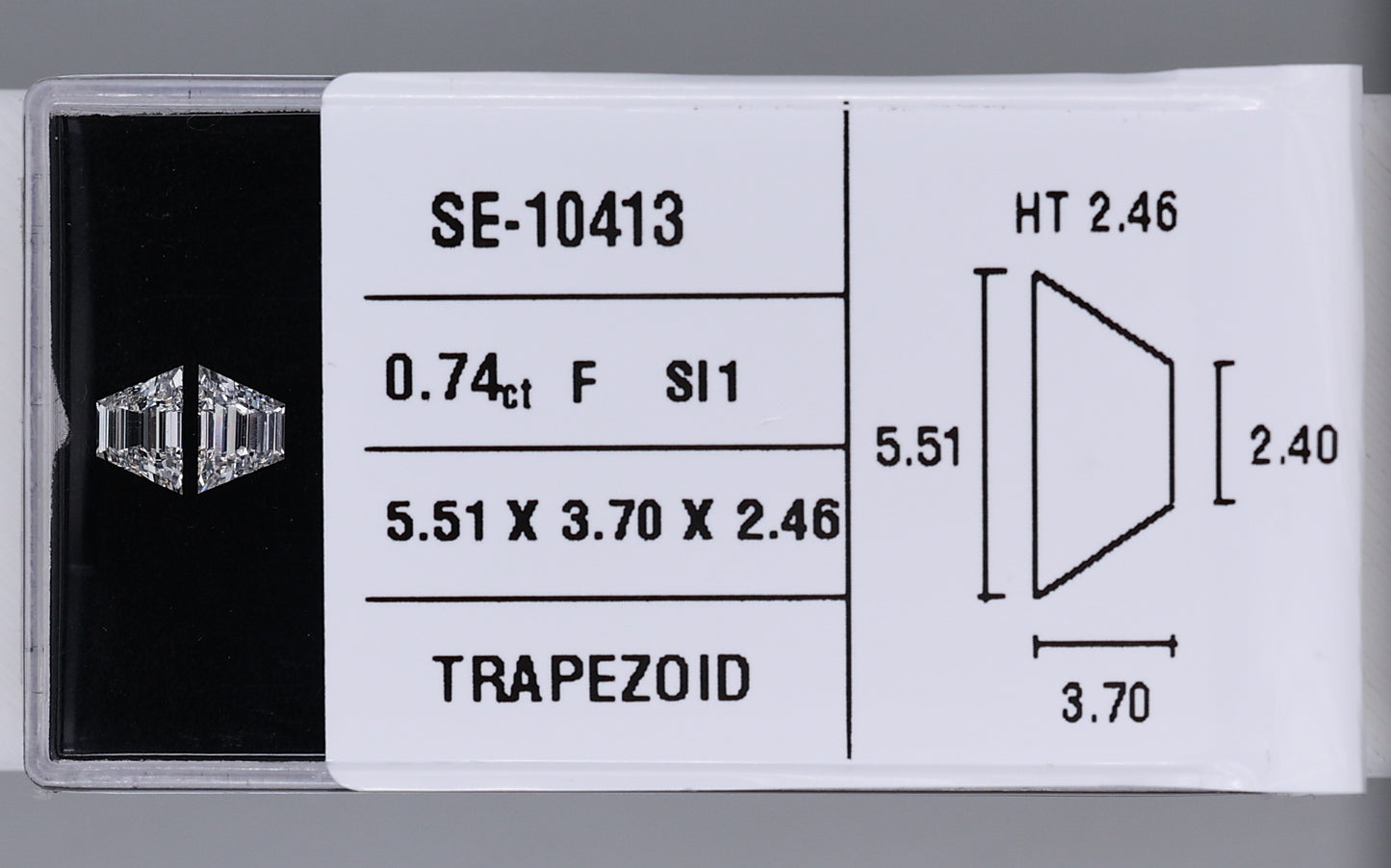 0.74 Carat Natural F SI1 Trapezoid Diamond SE-10413