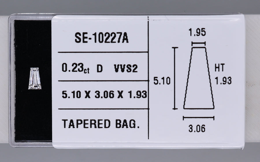 0.23 Carat Natural D VVS2 Tapered baguette Diamond SE-10227A