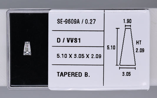 0.27 Carat Natural D VVS1 Tapered baguette Diamond SE-9609A