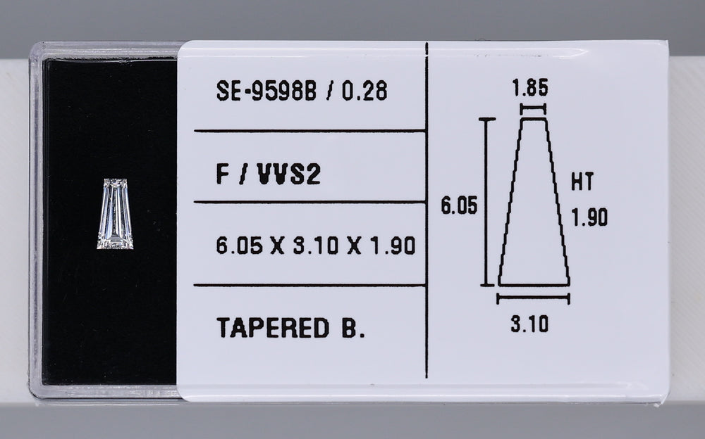 0.28 Carat Natural F VVS2 Tapered baguette Diamond SE-9598B