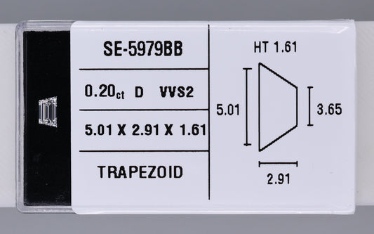 0.20 Carat Natural D VVS2 Trapezoid Diamond SE-5979BB