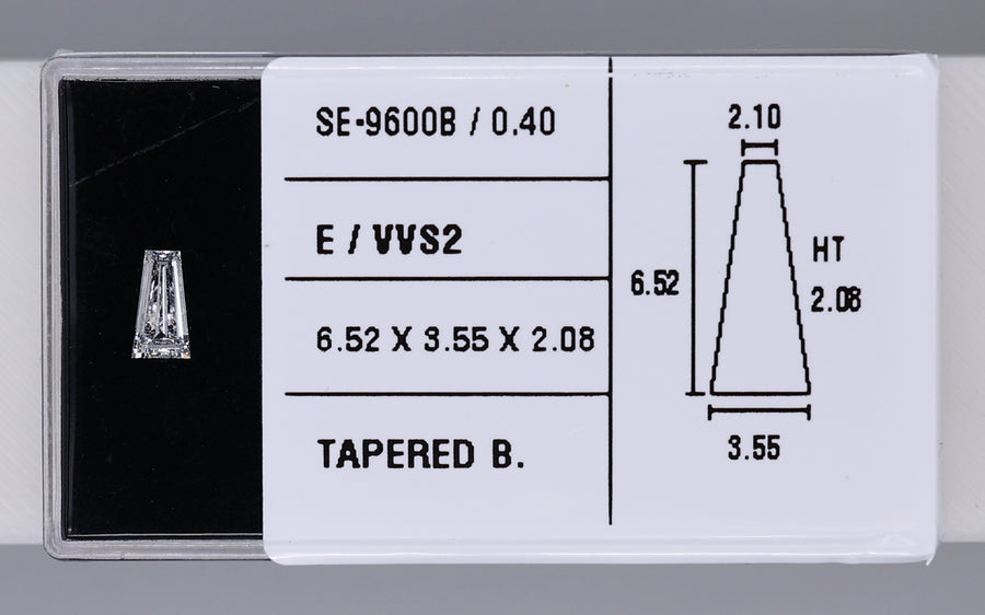 0.40 Carat Natural E VVS2 Tapered baguette Diamond SE-9600B